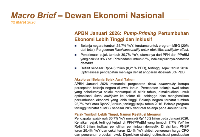 APBN Januari 2026: Pump-Priming Pertumbuhan Ekonomi Lebih Tinggi dan Inklusif